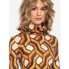 Afbeelding van ATO Berlin | Bruin beige retro print coltrui Rolli met lange mouw