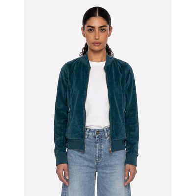 ATO Berlin | Retro jas Bebe van oceaan groen-blauwe katoen velours BCI