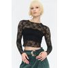 Afbeelding van Jawbreaker | Zwarte fishnet rozenkant top met lange mouwen