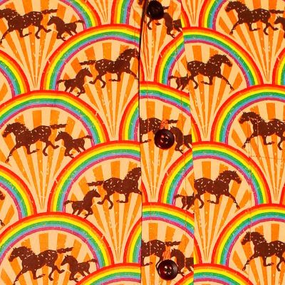 Foto van Chenaski | Overhemd Seventies Rainbows & Horses creme met regenboog