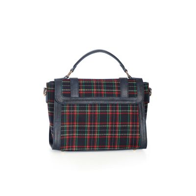 Foto van Banned | Kleine Messenger tas Joy to the World, blauwe tartan