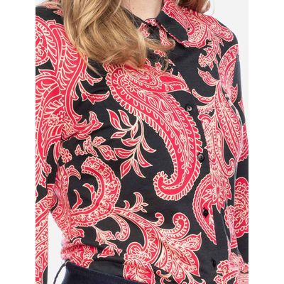 Foto van ATO Berlin | Blouse Arabella, zwart rood paisley patroon