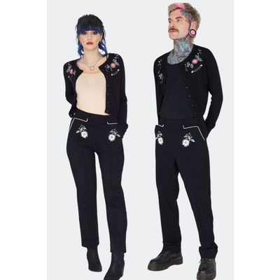 Jawbreaker | Rockabilly Western broek met gebloemde borduursels