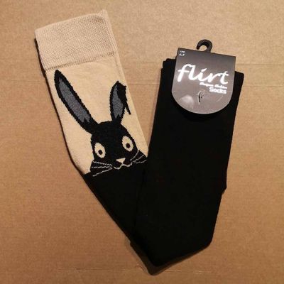 Flirt | Zwarte overknee sokken met skin-top en Rabbit