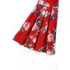 Afbeelding van Dolly and Dotty | Jurk Lily Scarlet rose, rode off shoulder vintage swing jurk met roze rozen