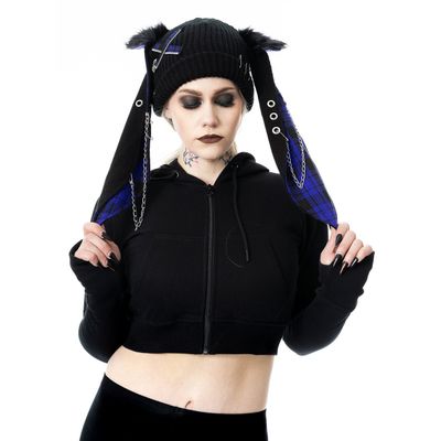 Foto van Cup Cake Cult | Punk muts Rini met paarse tartan konijnen oren en ketting