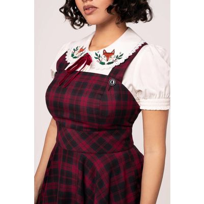 Foto van Hell Bunny | Pinafore jurk Carmina, rood zwarte tartan