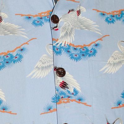 Foto van Chenaski | Overhemd korte mouw Crane and Branches, sky blue