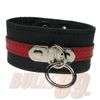 Afbeelding van Bullet69 | Verstelbare zwart leren armband met rode leren streep en O ring
