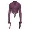 Afbeelding van Banned | Gothic aubergine spinnenweb top, Abyssia met lange punten aan de mouw