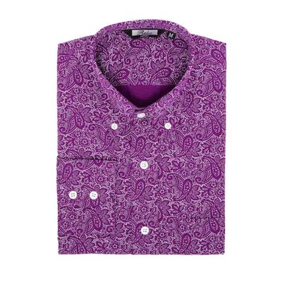 Foto van Relco | Overhemd met paars wit paisley patroon