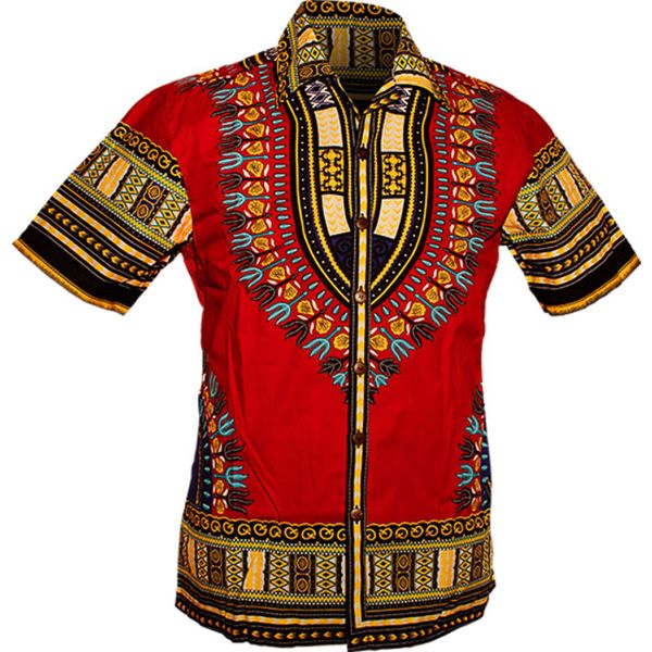 Chenaski | Overhemd korte mouw, Dashiki rood