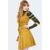 Afbeelding van Voodoo Vixen | Jaren 70, gele mouwloze corduroy jurk
