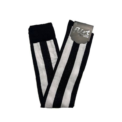 Foto van Flirt | Overknee sokken zwart wit verticale streep