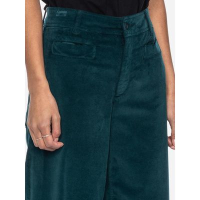 Foto van ATO Berlin | Hoge taille broek Lacy met wijde pijpen, zee-groen fluweel
