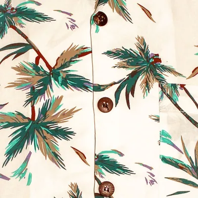 Foto van Chenaski | Overhemd korte mouw, Palms gebroken wit, bruin groen