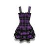 Afbeelding van Hell Bunny | Punkjurkje Harley van zwart paarse tartan met corsetlint