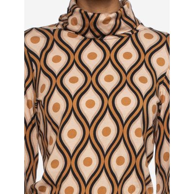 Foto van ATO Berlin | Cognac beige retro print coltrui Rolli met lange mouw