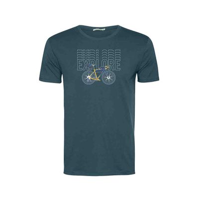 Foto van Green Bomb | T-shirt Bike gravel, steen blauw bio katoen