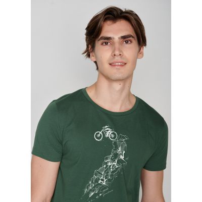 Foto van Green Bomb | T-shirt Bike Rock Jump print, groen bio katoen