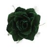 Afbeelding van Zacharia | Groene roos met glitter en veertjes op haarclip broche en elastiek