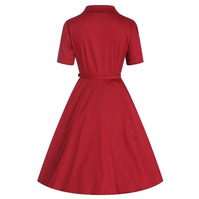 Foto van Dolly and Dotty | Rockabilly jurk Penelope Scarlette rood, met korte mouw en riem