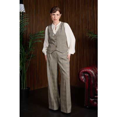 Foto van Banned | Dames pantalon Ottavia, Prince of Wales bruine Schotse ruit