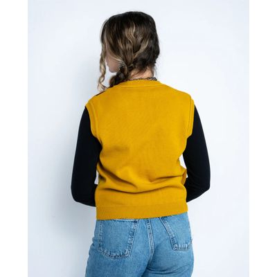 Foto van Run & Fly | Goudgele spencer met V-hals en bijtjes motief