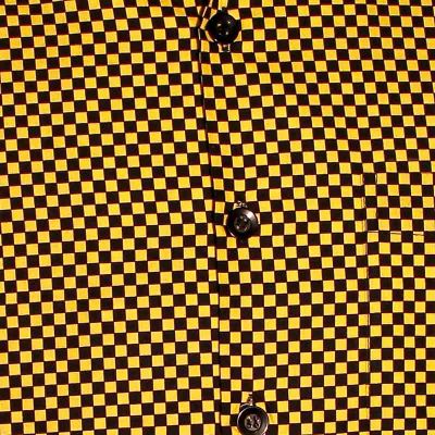 Foto van Chenaski | Overhemd korte mouw, duotone squares, yellow black