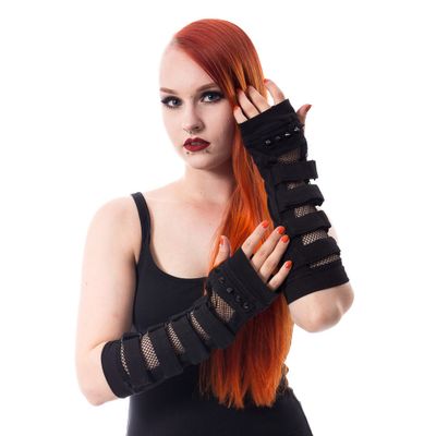 Foto van Poizen Industries | Armwarmers Fatal zwart met gaas 