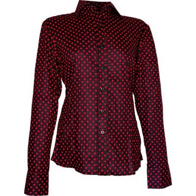 Chenaski | Dames blouse Polka Dots, zwart rood