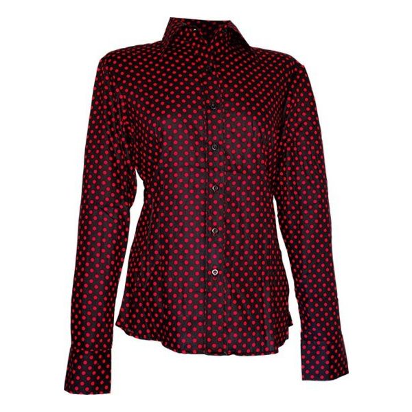 Chenaski | Dames blouse Polka Dots, zwart rood