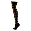 Afbeelding van Macahel | Overknee sokken bruin met groen en oranje Retro bloemen