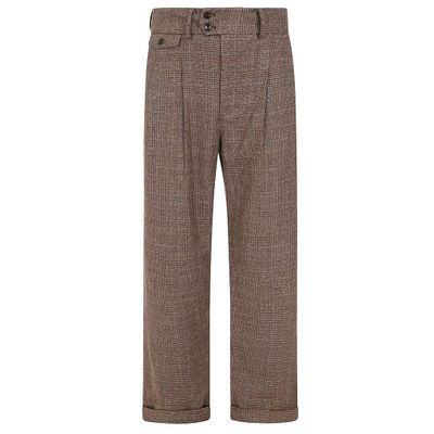 Foto van Collectif | Pantalon Edison bruin, 40 ties stijl met brede tailleband