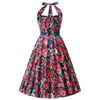 Afbeelding van Dolly and Dotty | Daisy Pink Floral vintage halterswing jurk met roze bloemen print