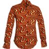 Afbeelding van Chenaski | overhemd Seventies Wavyline, chocolat, orange creme