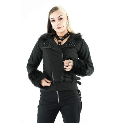 Foto van Heartless | Effia jacket met capuchon en fake-fur, studs, gespen en ritsen