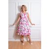 Afbeelding van Hearts & Roses | Swing jurk Penelope met paarse rhododendron en roze lelies