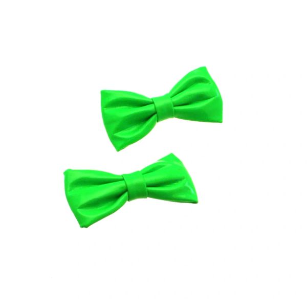 Zacharia | Paar PVC neon groene strikjes op haarclip Zacharia | Paar PVC neon groene strikjes op haarclip