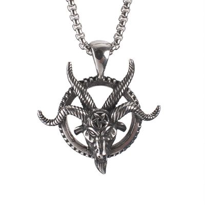 Foto van Poizen Industries | Halsketting Baphomet met gehoornde bok en pentagram