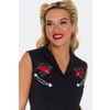 Afbeelding van Voodoo Vixen | Rockabilly mouwloze A-lijn jurk met hart en dolk borduursel naast de kraag