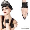 Afbeelding van Sinister | Cuffs Fawn, zwart pols-accessoires van kant met roosjes