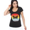 Afbeelding van S-Ponder | Dames T-shirt Rainbow Cat, zwart
