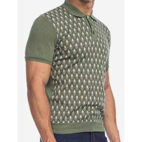 ATO Berlin | Polo Enzio bio katoen, wit groen jacquard patroon