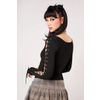 Afbeelding van Hell Bunny | Stoere zwart shirt Grimly, met veterdetail op de lange mouw en oogjes
