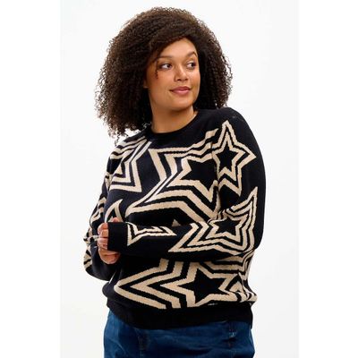 Foto van Sugarhill Brighton | Trui Thalia, zwart beige star explosion