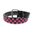 Afbeelding van Zacharia | Riem van PU met 3 rijen zwart roze piramides studs