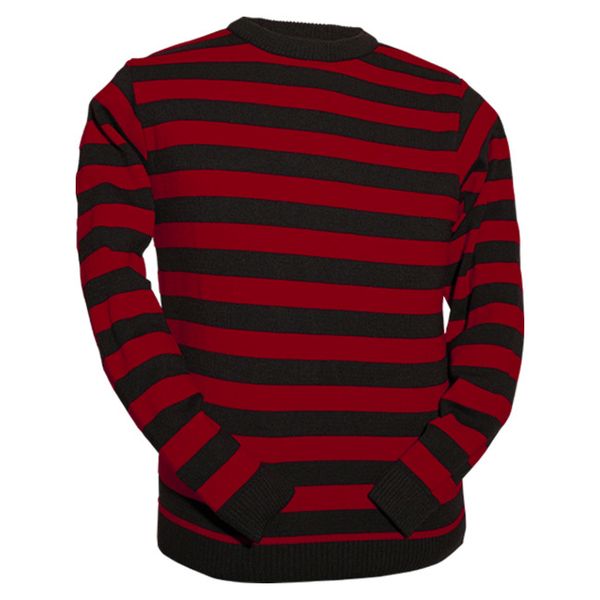 Chenaski | Retro trui, rood zwart gestreept