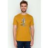 Afbeelding van Green Bomb | T-shirt backpacking meerkat, oker geel bio katoen
