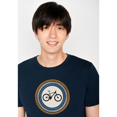 Foto van Green Bomb | T-shirt Bike target, navy blauw bio katoen